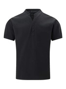 Koszula Henley Męska Old Money – Bawełna z Lnem - Czarna XXXL
