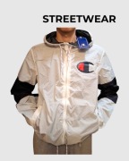 Champion hooded windbreaker S crinkle nylon streetwear vintage vibe