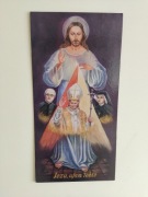Obraz Jezus Miłosierny ze Świętymi – Jan Paweł II, Faustyna (30x60 cm)
