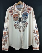 Aurivella luksusowa koszula gothic czaszki i kwiaty EU 48