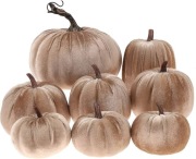 Ręcznie Wykonane  Aksamitne Dynie 8szt.Champagne Dekoracja na Halloween