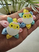 2szt spinki do włosów tęczowe pisanki kurczaczki Wielkanoc wiosna handmade