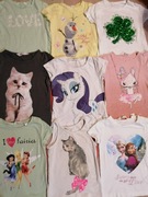 Bluzki dziewczęce krótki rękaw roz 110/116  H&M 