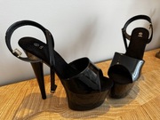 Buty czarne szpilki, pole dance 39, 17cm (49)