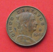 5 Centavos  1969 r -  Meksyk Josefa Ortiz de Dominguez  stan !