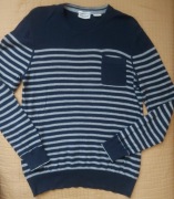 Timberland sweter męski granatowo-szary w paski bawełna len S okazja