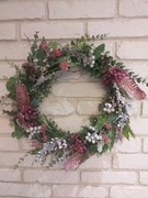 Wianek świąteczny różowy na drzwi hand made cudo