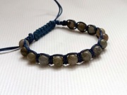 Bransoletka dla niego makrama boho denim z Labradorytem