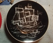 Patera ścienna/talerz dekoracyjny Chodzież lata 60'te STATKI 