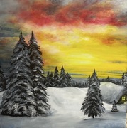 Obraz “ogień i śnieg” 50x50 do wnętrz