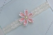 Opaska do włosów chrzest urodziny wesele koronka kanzashi roczek