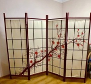 Parawan ozdobny - styl japoński, drewniany, 4 skrzydła, 180x216cm