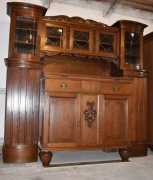  Antyczny dębowy kredens bufet dł 220 cm witryna