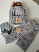 3-częściowy komplet zimowy czapka szalik i rękawiczki na 9msc 