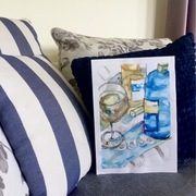 Obraz akwarela kieliszek wino