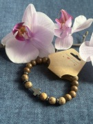 Bransoletka krzyżyk krzyż prezent Komunia męska drzewo sandałowe