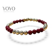 Bransoletka z czerwonego agatu i złotego hematytu, zapinana