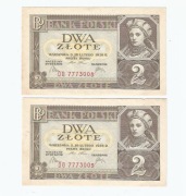 Dwa banknoty dwa złote 1936 rok 