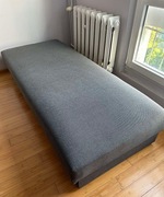 Kanapa pojedyncza 180x80 cm szara z pojemnikiem na posciel