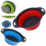 Zestaw 2 durszlaków silikonowych różnej wielkości, SKŁADANE, cedzaki