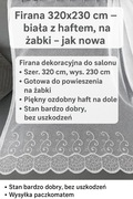 Firana 320x230 cm – biała z haftem, na żabki, elegancka – jak nowa
