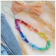 Tęczowa zawieszka do telefonu z motylkami, kolorowa, brelok, smycz, tęcza