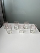 6 szklanek literatek z czerwonymi i białymi paskami PRL