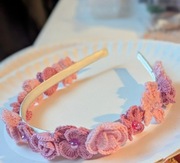 Opaska do włosów, szydełkowe kwiatki 