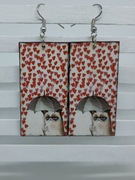 Kolczyki Anty serce Grumpy cat kot decoupage grafika parasolka Handmade