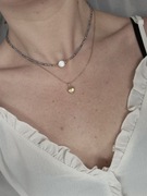 Naszyjnik choker damski z niebieskich diamencików perełka stal chirurgiczna