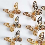 Motylek złoty na tort urodzinowy ozdoba topper