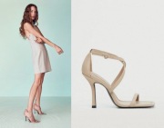 MANGO sandałki szpilki beżowe nude skóra eko NOWE classy 39