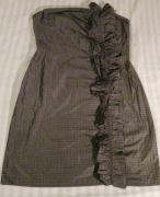 asos 12 L elegancka opalizująca wieczorowa mini sukienka z falbanami