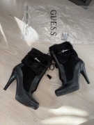 Guess- czarne botki z futerkiem, rozmiar 37