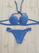 Bikini kostium kąpielowy push-up niebieski paski