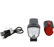 Zestaw lampek rowerowych Fischer 30 LUX, USB przód + tył
