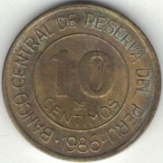 Peru 10 centimos centymów 1986 - 19 mm - nr 1