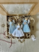 Aniołki na choinkę handmade ozdobą świąteczną rękodzieło box prezentowy