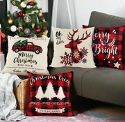 Komplet poszewek  świątecznych na poduszki z lnu i wełny 45 cm 