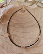 Naszyjnik Choker z Kamieni Naturalnych Spinel Kwarc Różowy Hematyt