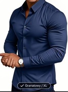 Koszula męska granatowa satynowa XL