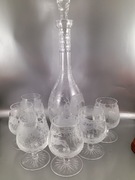 Karafka i 6 kieliszków do koniaku ręczny szlif 