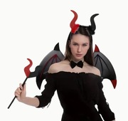 Strój diablica Diabeł Demon Cosplay Halloween Impreza Zabawa Rogi 3 element
