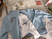 Komplet garniturek do chrztu NIEBIESKI r 74 chrzest elegancki zestaw 5 SZT