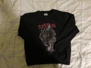 Czarna bluza sweter męski z nadrukiem seven