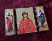 Piękna IKONA prawosławna tryptyk Archanioł Michał Gabriel Św. Weronika. 