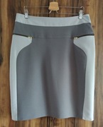 Klasyczna, prosta szara spódnica ze wstawkami na podszewce, rozm. 44/46