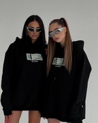 Bluza oversize damska czarna z nadrukiem