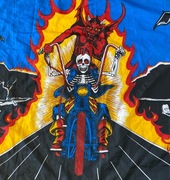 flaga maszt na harley davidson, 95cm na 138cm RIDE BACK FROM HELL chusta 