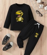 Modne dziecięce spodnie i bluzka z nadrukiem dinozaura 